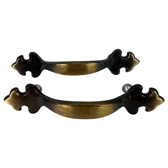 Set Of 8 Vintage Brass & Black Drawer Pulls Cabinet Handle Cupboard 4 3/4” - Picture 4 of 6